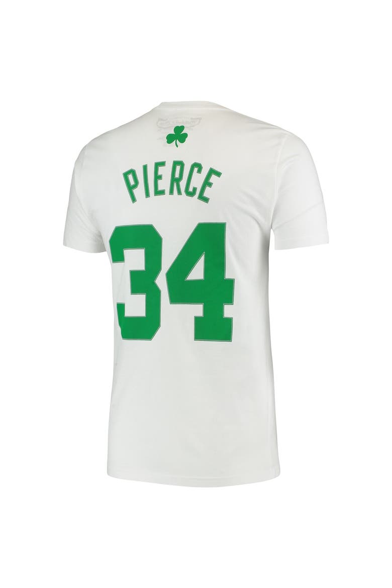 Men's Mitchell & Ness Paul Pierce White Boston Celtics Hardwood Classics Stitch Name & Number T-Shirt, Alternate, color, White