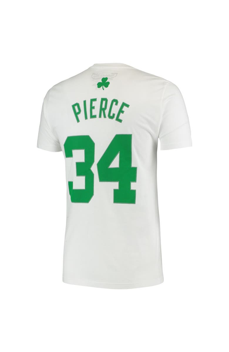 Mitchell & Ness Men's Mitchell & Ness Paul Pierce White Boston Celtics Hardwood Classics Stitch Name & Number T-Shirt, Alternate, color,