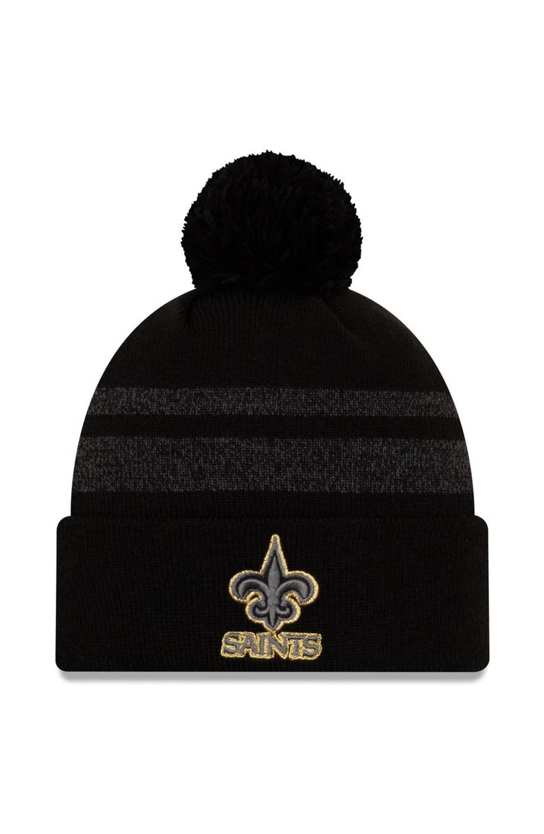 New Era Men's New Era Black New Orleans Saints Dispatch Cuffed Knit Hat With Pom, Main, color, Black