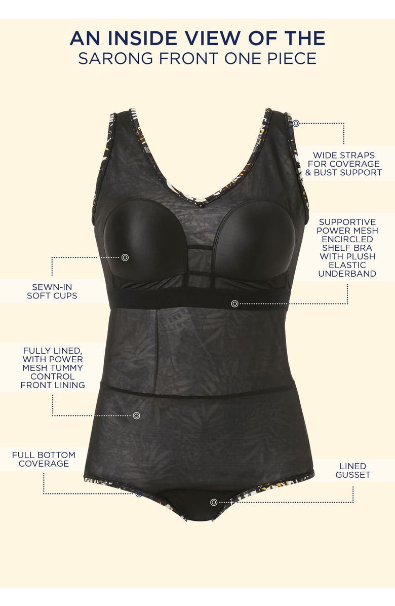 Swimsuits for All Sarong Front One Piece Swimsuit, Alternate, color, Multi Stencil