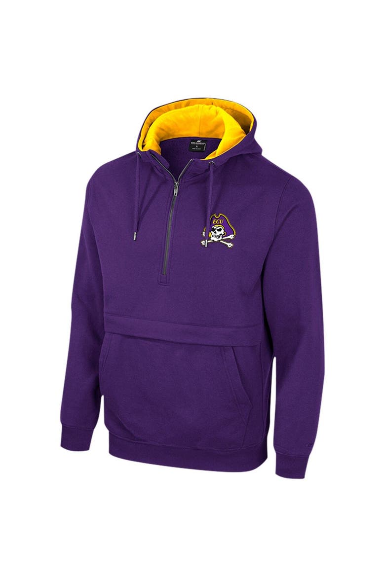 Men's Colosseum Purple ECU Pirates Team Half-Zip Pullover Hoodie, Alternate, color, Purple