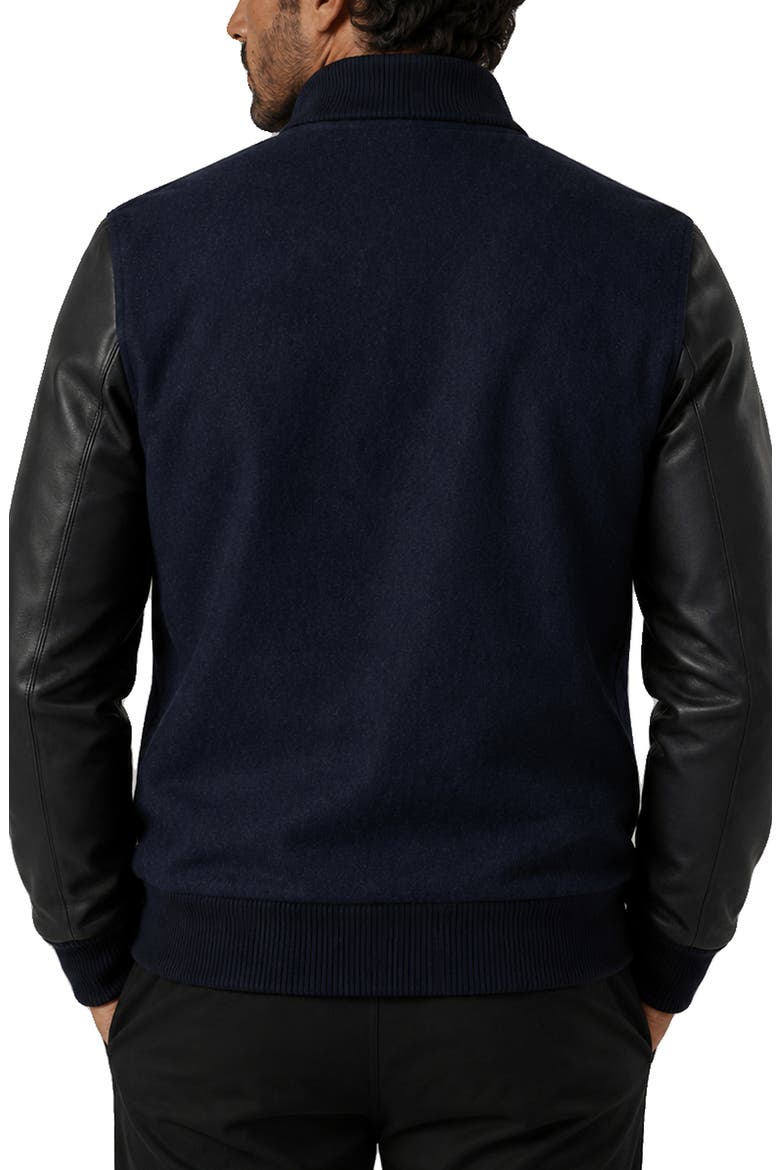 Leather Sleeve Bomber Jacket, Alternate, color, BLUE