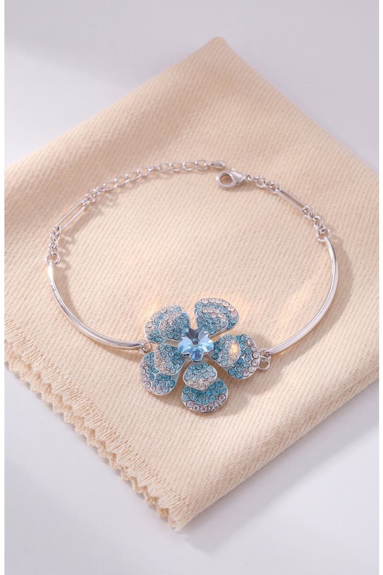 Crystal Flower Blossom Bracelet, Alternate, color, Silver Tone
