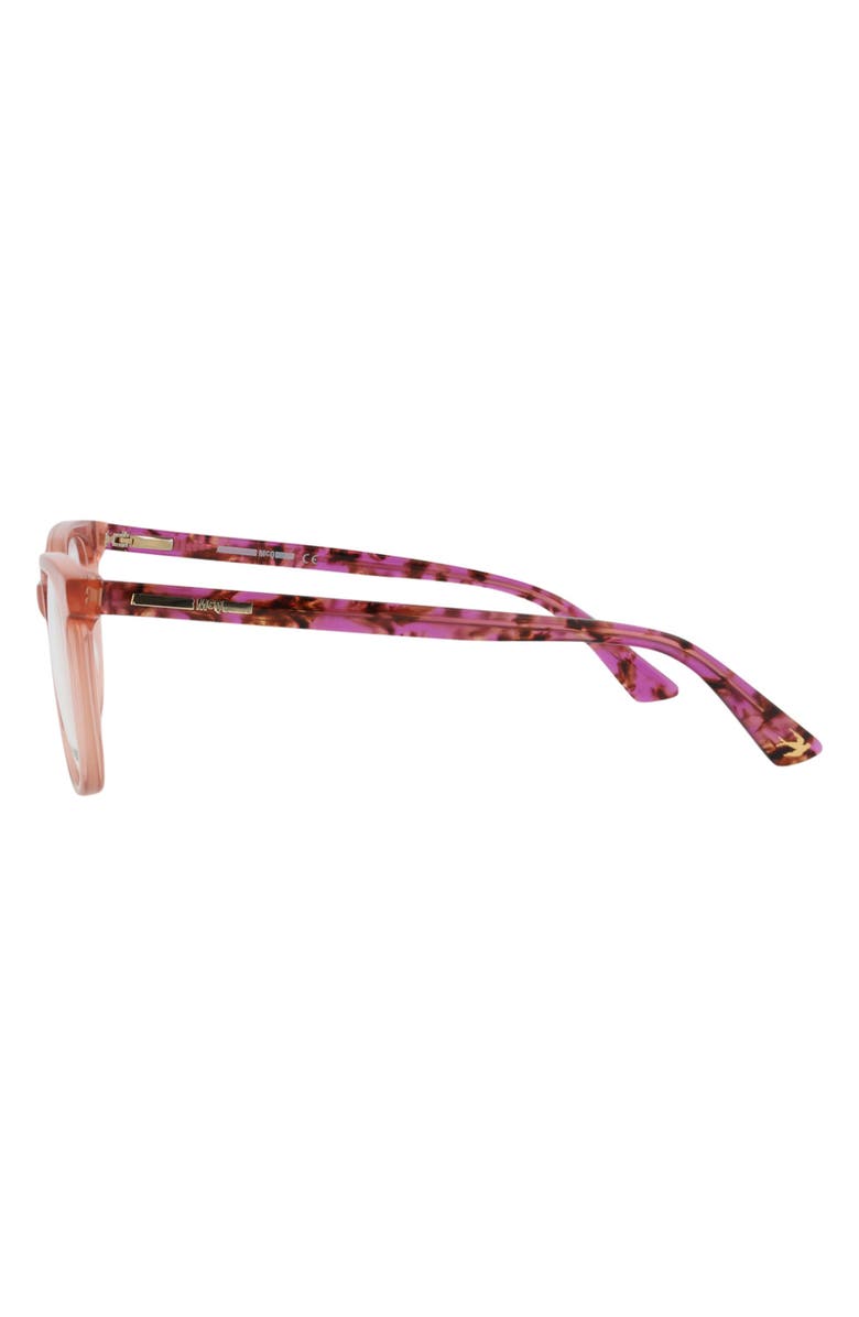McQueen 52mm Square Optical Glasses, Alternate, color, Pink Havana