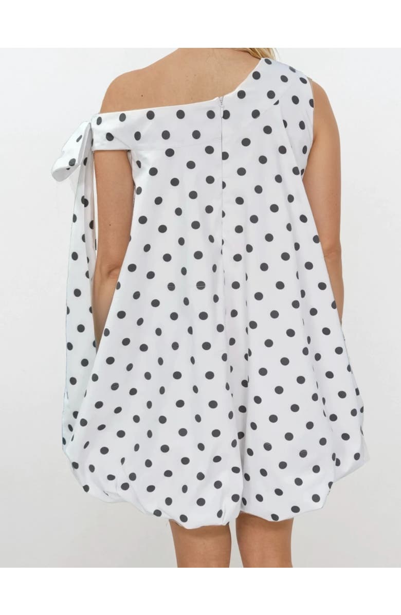 Elexiay Bow Polka Dot Dress, Alternate, color, Snow