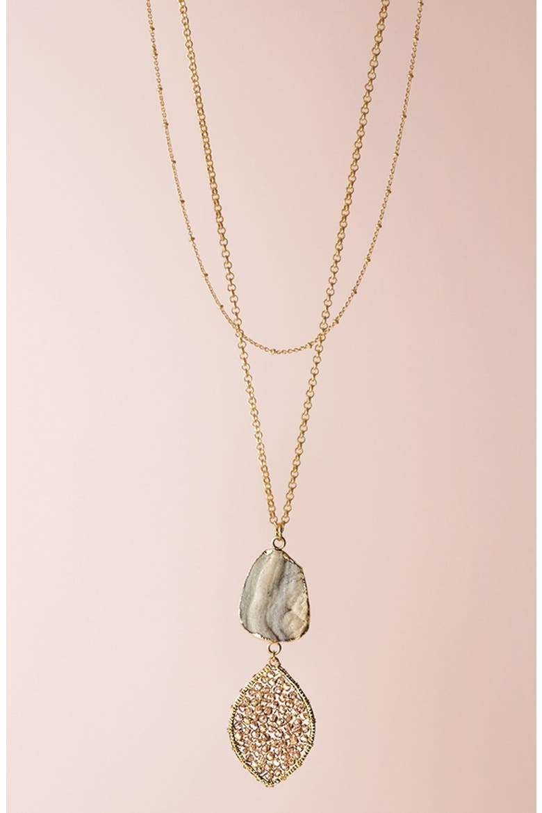 Stone & Beaded Crystal Pendant Layered Necklace, Alternate, color, STONE AND CRYSTAL