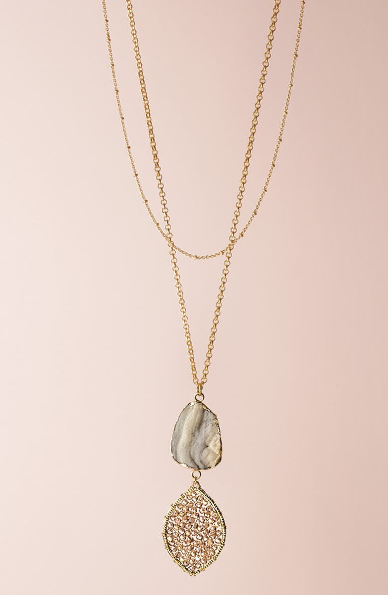 Panacea Stone & Beaded Crystal Pendant Layered Necklace, Alternate, color, 