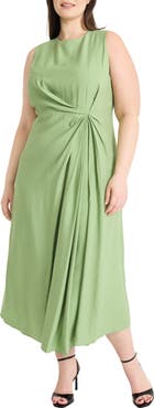 Maggy London Draped Faux Wrap Midi Dress