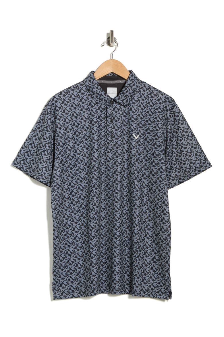 Floral Block Golf Polo, Alternate, color, CAVIAR