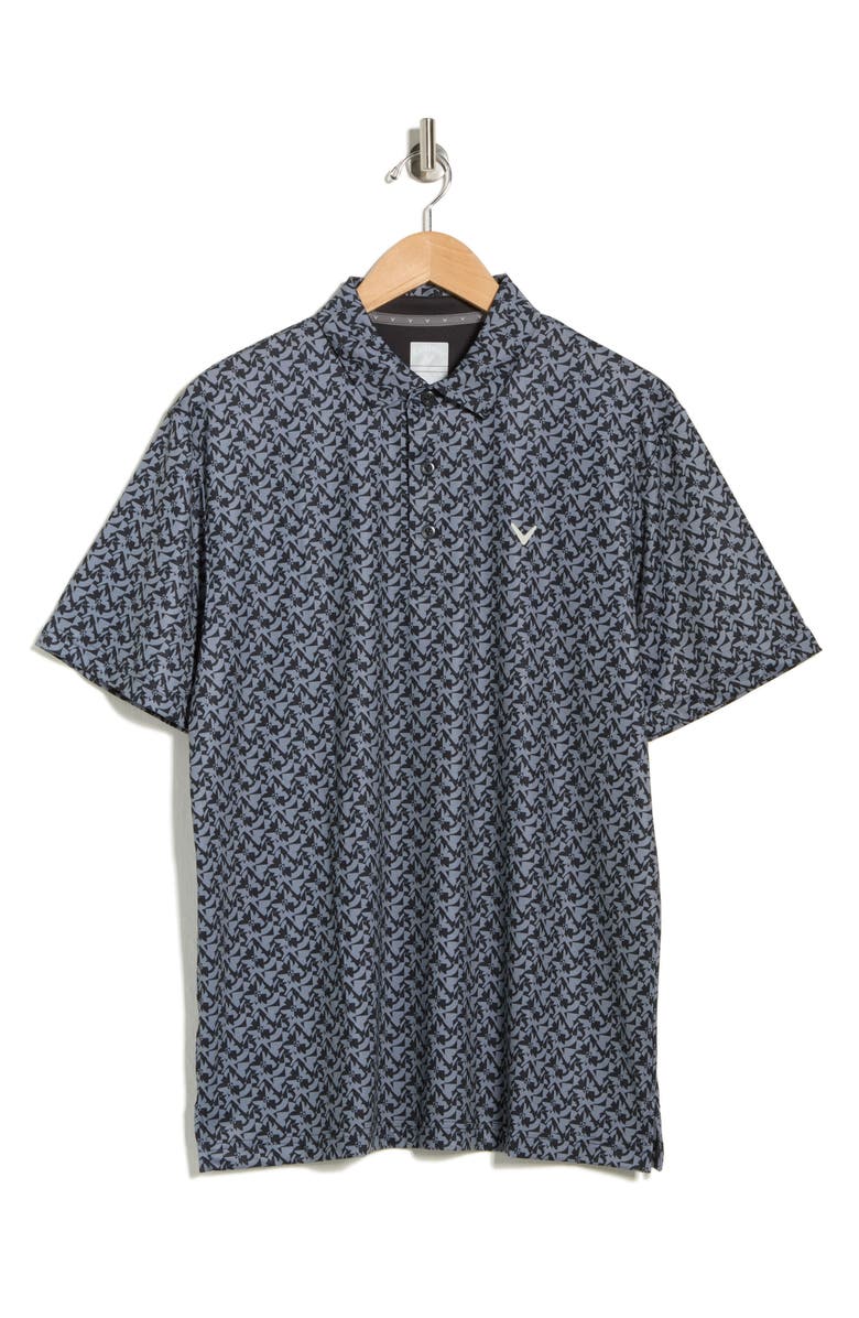 Callaway Floral Block Golf Polo, Main, color, Caviar