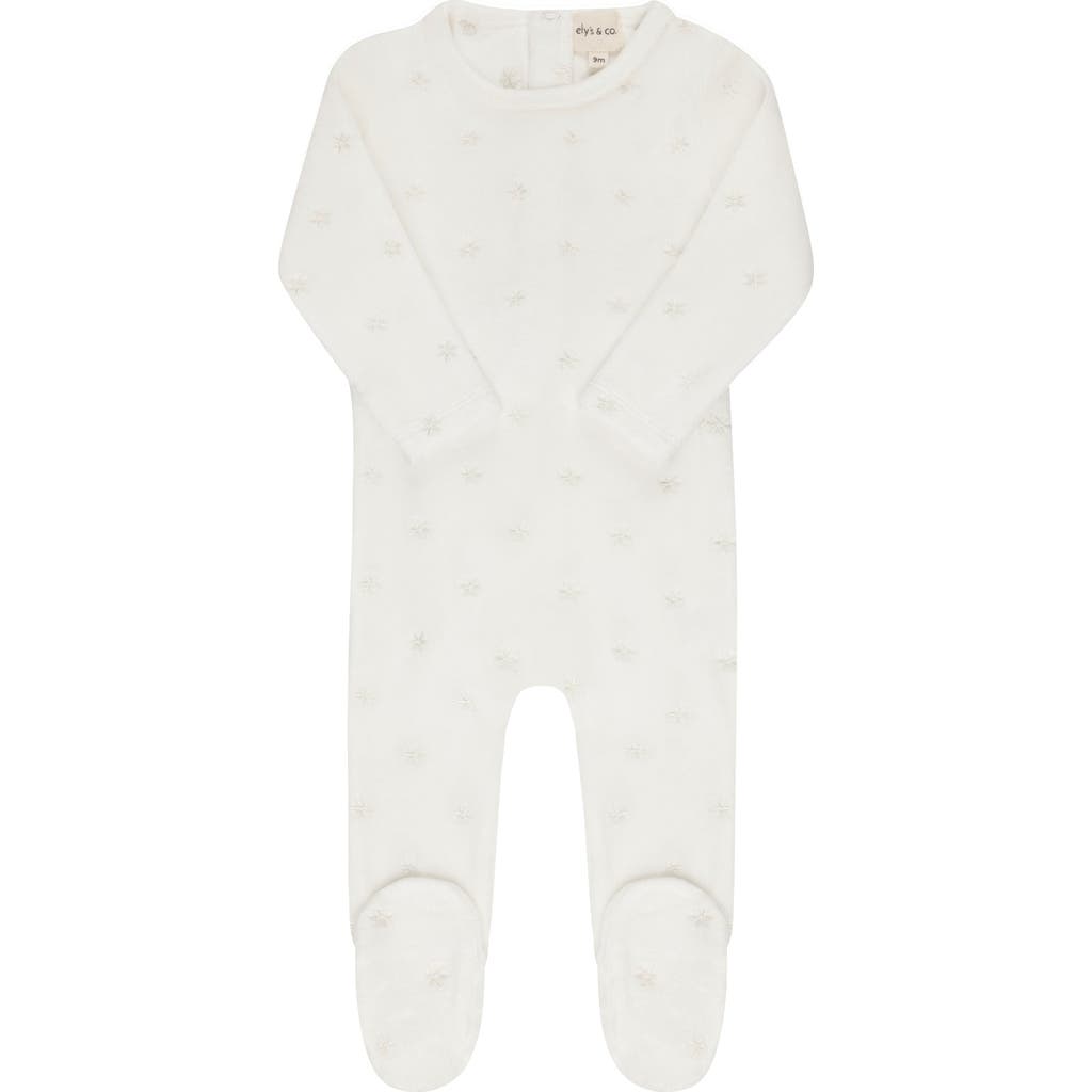 Ely's & Co. Velour Embroidered Floral Collection In Neutral