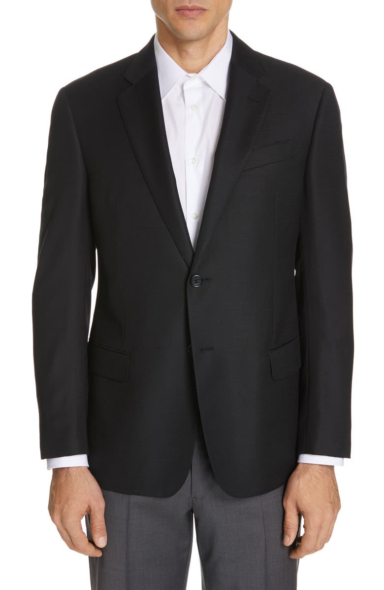 Emporio Armani Trim Fit Wool Blazer, Main, color, 
