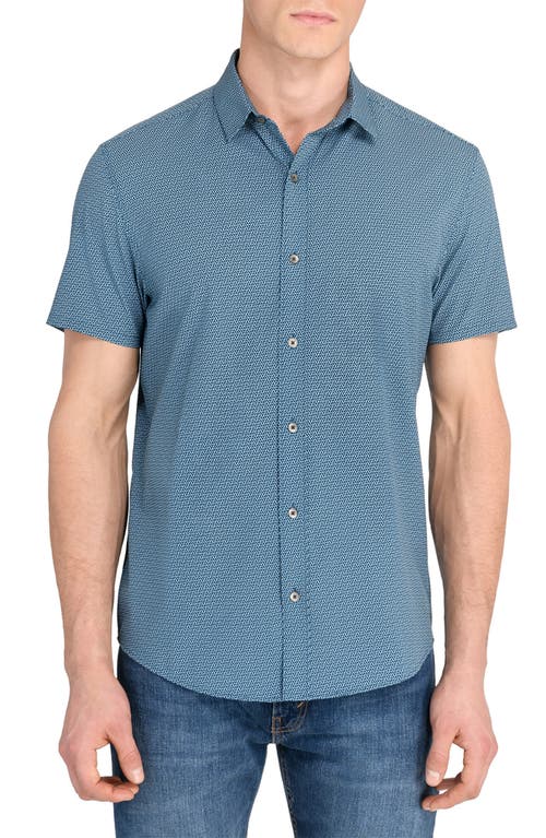 Wrk W.r.k Linked Hexagon Geo Print Short Sleeve Performance Button-up Shirt