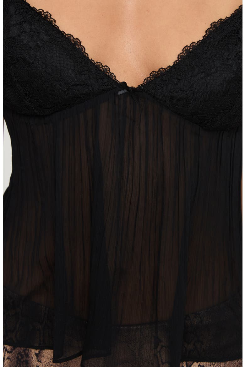 Zami Pleat Babydoll Camisole, Alternate, color, BLACK