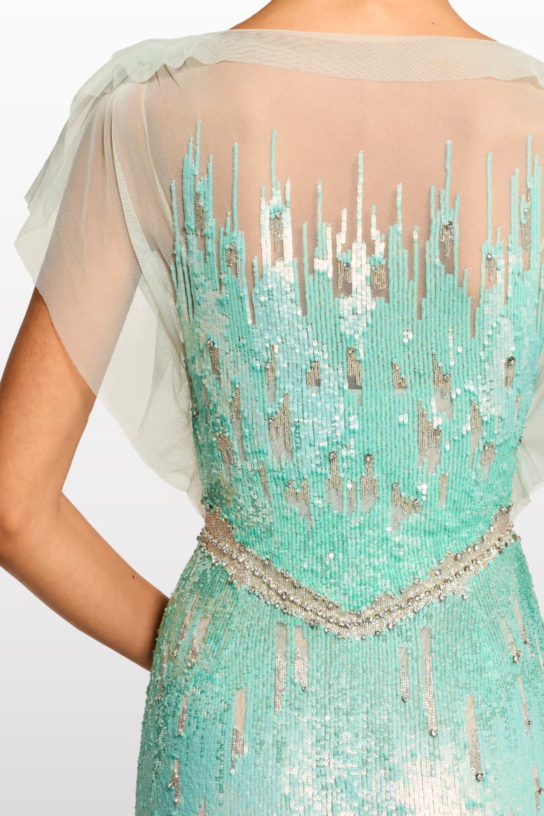 Magnolia Sequin-Embellished Dress, Alternate, color, Seafoam Green