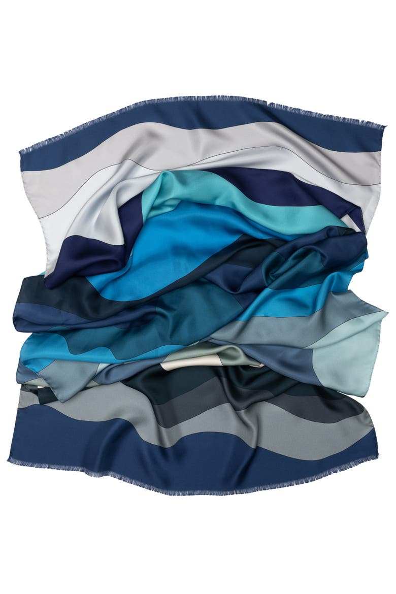 Onda - Silk Scarf Shawl, Alternate, color, Blue