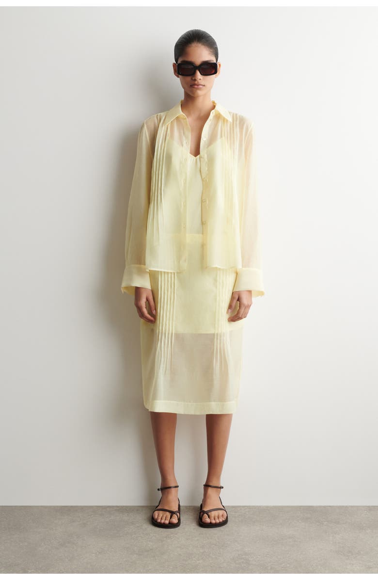 COS Sheer Pintucked Skirt, Main, color, Yellow