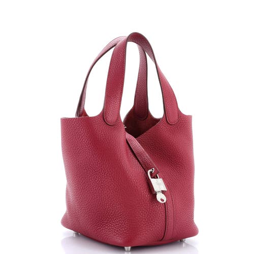 Pre-owned Hermes Hermes Picotin Lock Bag Clemence Pm In Red