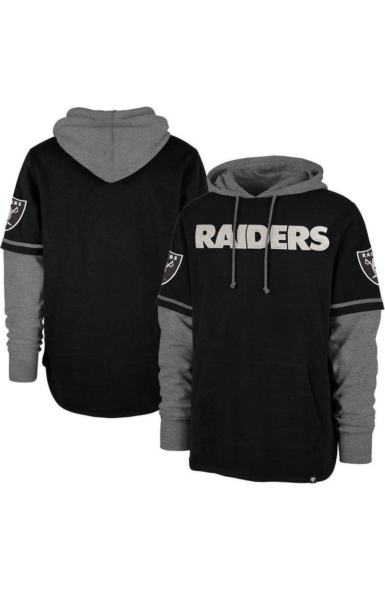 '47 Men's '47 Black Las Vegas Raiders Shortstop Pullover Hoodie, Alternate, color,