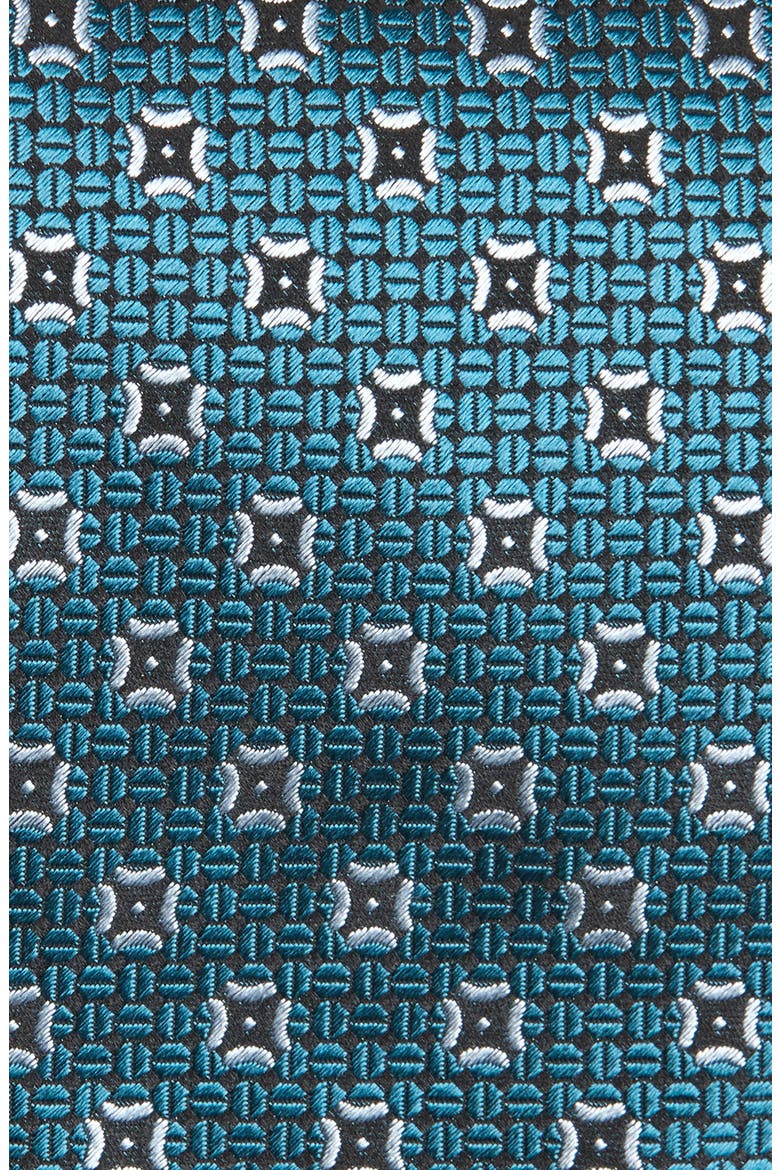 Geometric Mulberry Silk Tie, Alternate, color, TEAL
