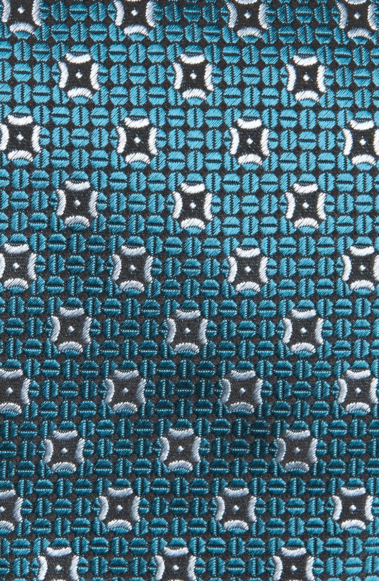 ZEGNA TIES Geometric Mulberry Silk Tie, Alternate, color, Teal