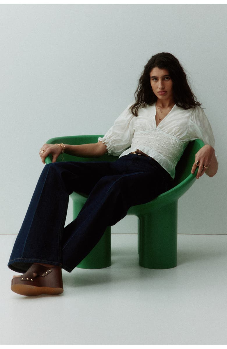 H&M Smocked-waist Blouse, Alternate, color, White