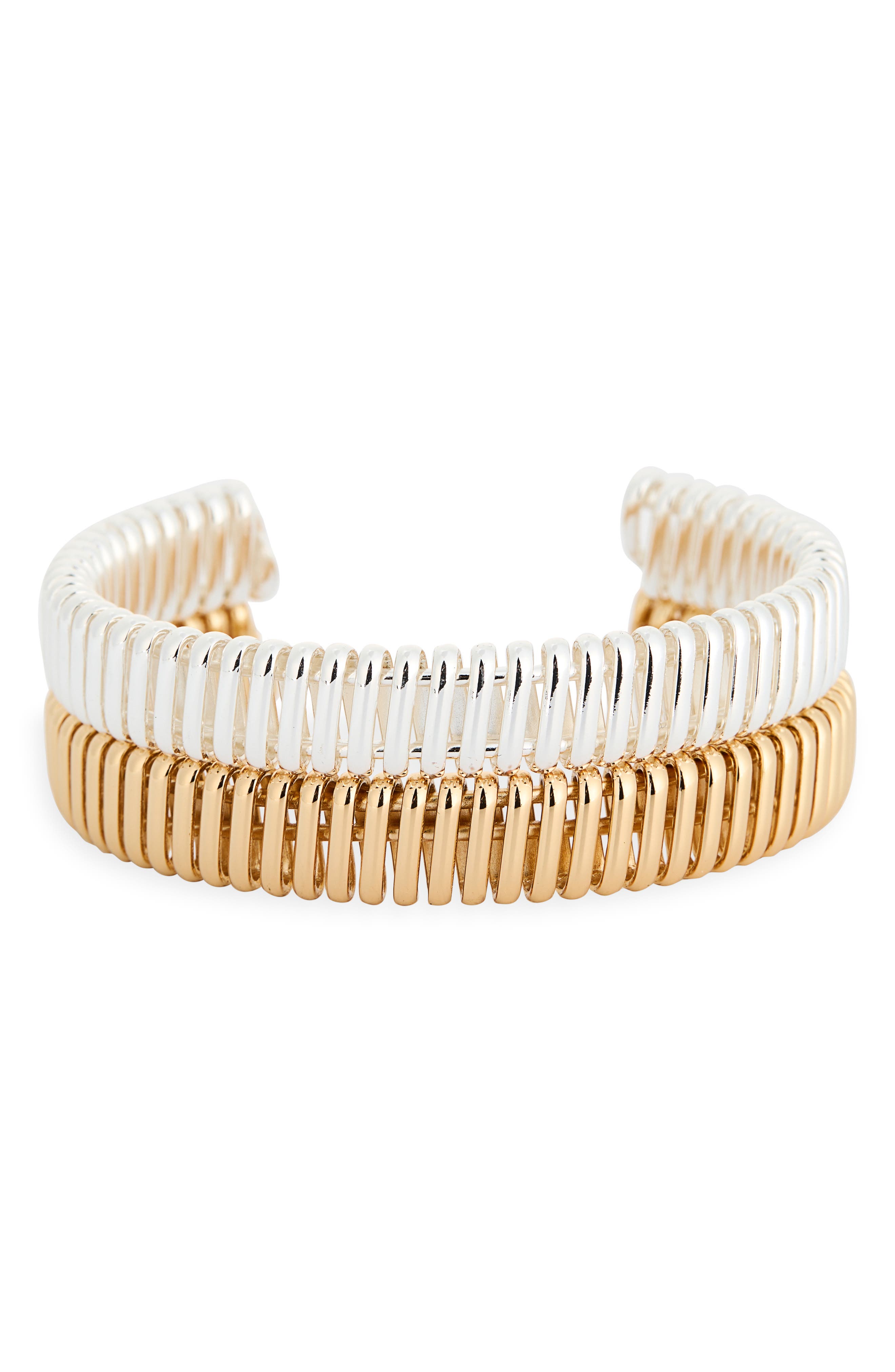 Set of 2 Ribbed Cuff Bracelets