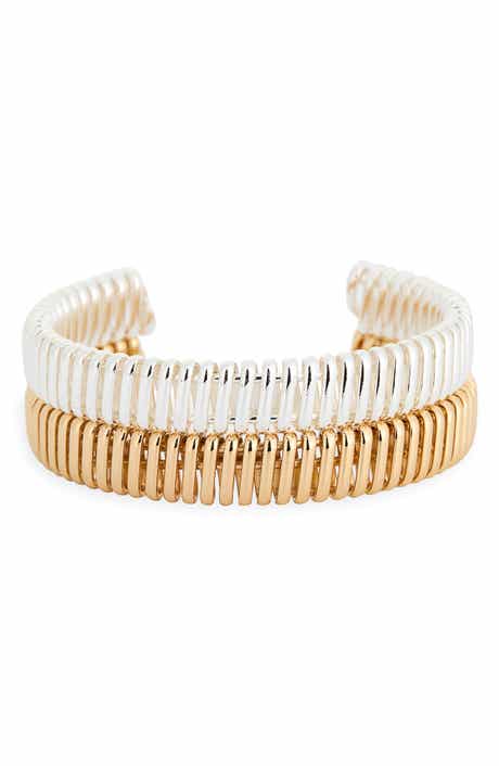 Set of 2 Ribbed Cuff Bracelets