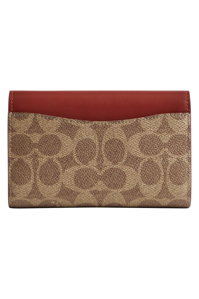 Essential Leather & Signature Coated Canvas Trifold Wallet, Alternate, color, TAN RUST