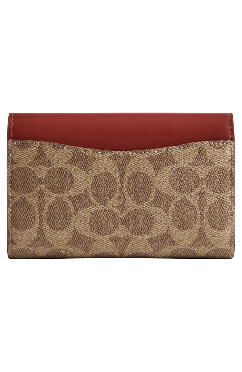 COACH Essential Leather & Signature Coated Canvas Trifold Wallet, Alternate, color, Tan Rust