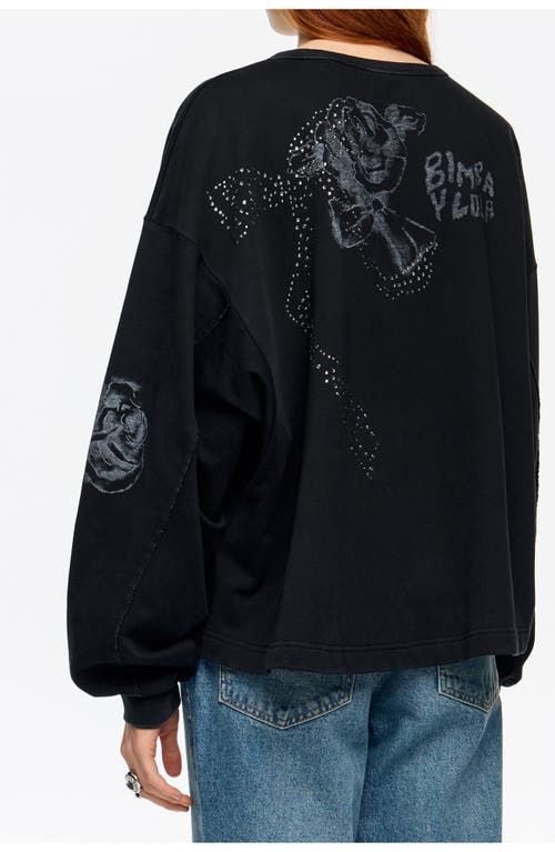 Bimba Y Lola Short Sweatshirt With Stones Bows In Black