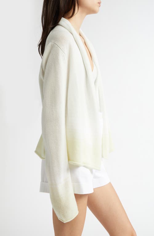 Johnstons Of Elgin Gauzy Ombré Colorblock Open Front Cashmerre Cardigan In Zinc/white