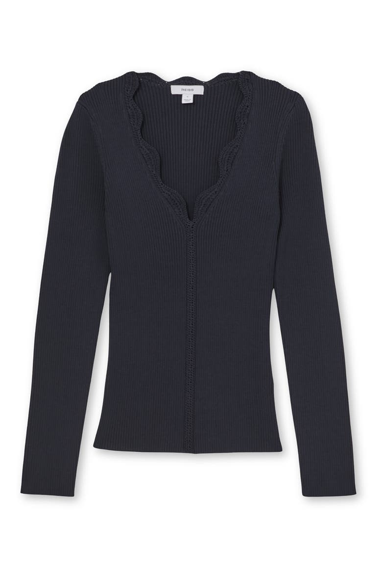 Lara V-Neck Knit Top, Alternate, color, NAVY