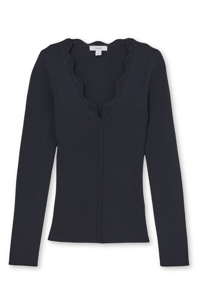 Reiss Lara V-Neck Knit Top, Alternate, color, Navy