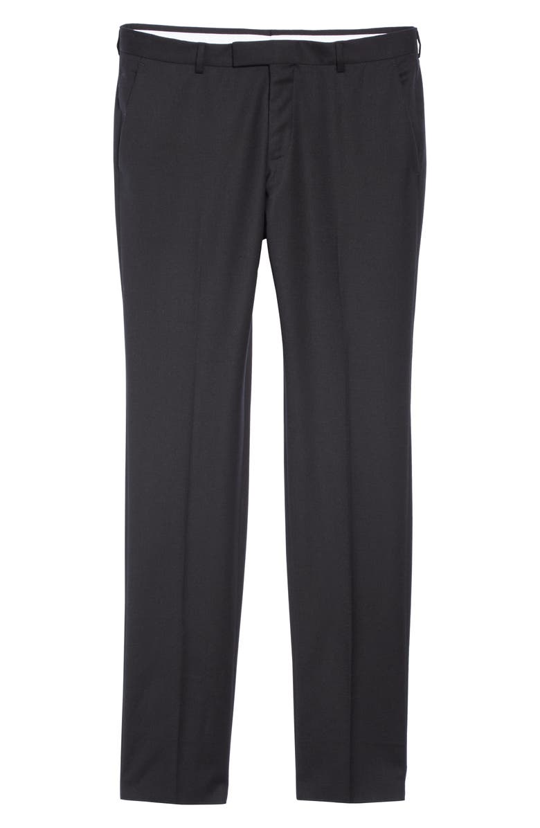 Z Zegna Flat Front Solid Stretch Wool Trousers, Alternate, color, 