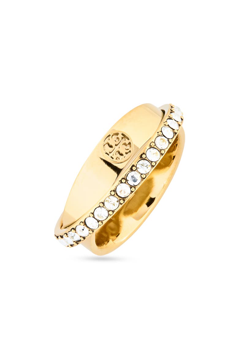 Icon Pavé Double Ring, Main, color, TORY GOLD / CRYSTAL