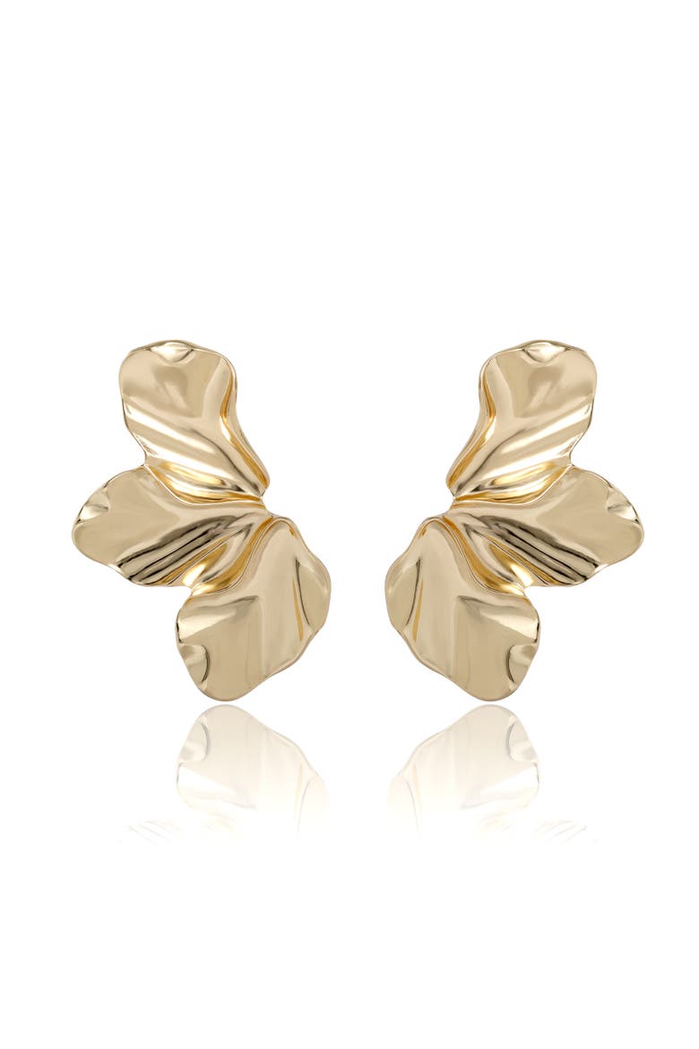 Half Petal Earrings, Main, color, Gold