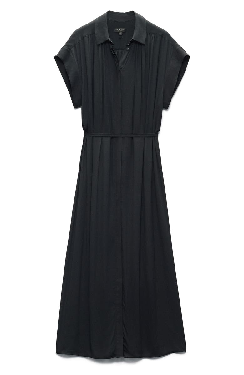 rag & bone Robin Pleated Maxi Shirtdress, Alternate, color, Black