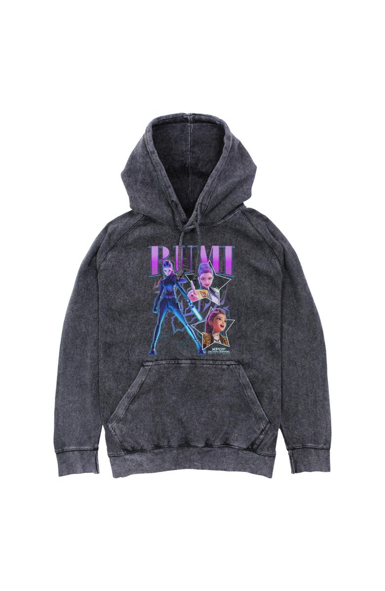 KPop Demon Hunters Men's KPop Demon Hunters Rumi Super Star Logo Pull Over Hoodie, Main, color, Black
