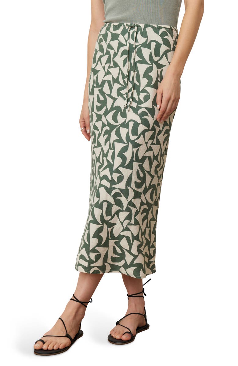 Marine Layer Avery Geo Print Drawstring Midi Skirt, Alternate, color, 