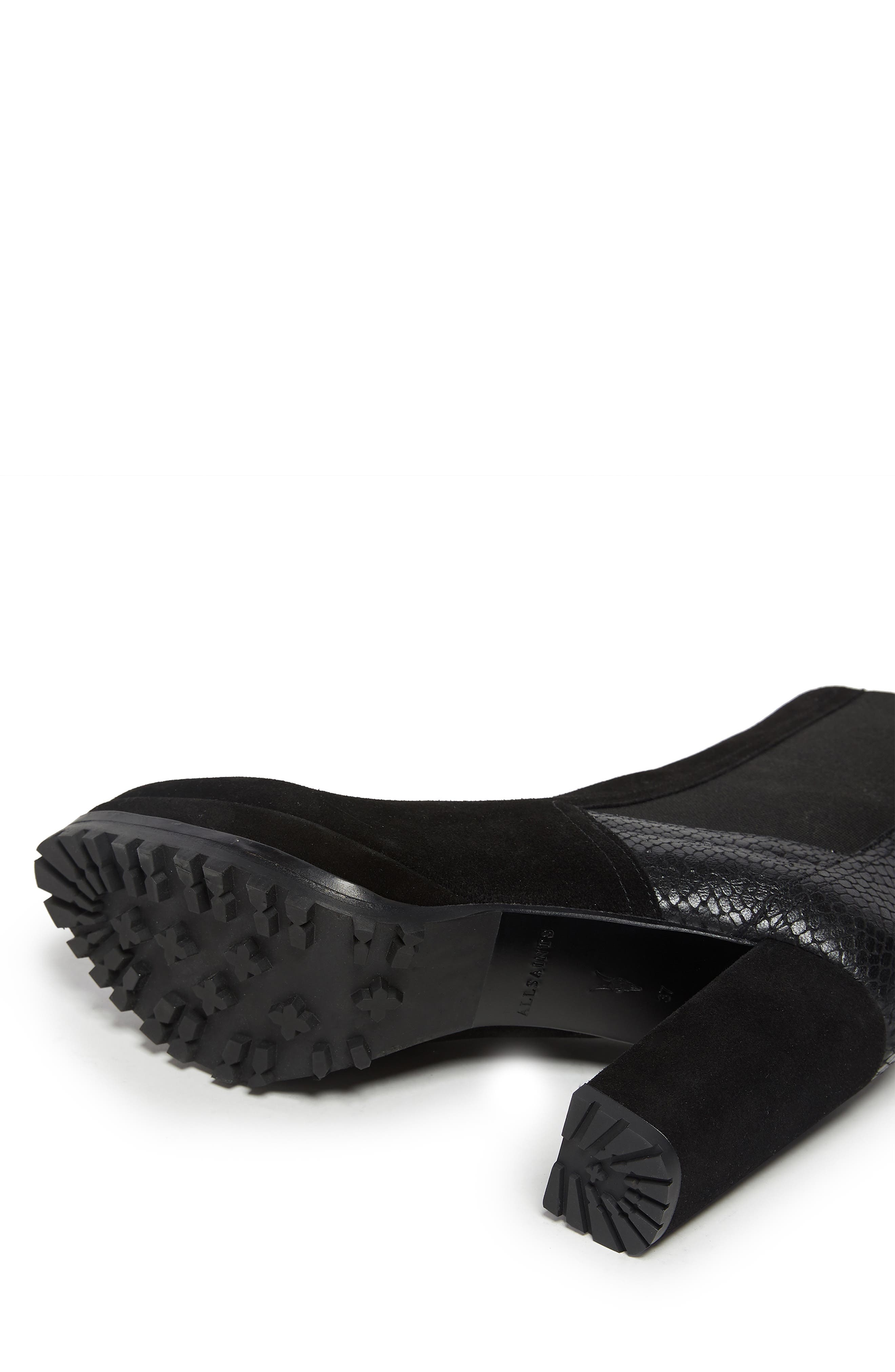 AllSaints Sahara Snakeskin Embossed Suede Bootie, Alternate, color, 