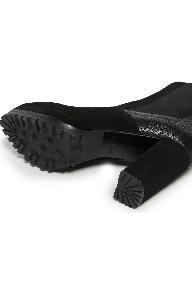 AllSaints Sahara Snakeskin Embossed Suede Bootie, Alternate, color,