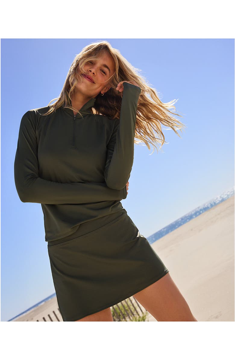 Lands' End Mini Swim Skirt, Alternate, color, Rich Olive Green