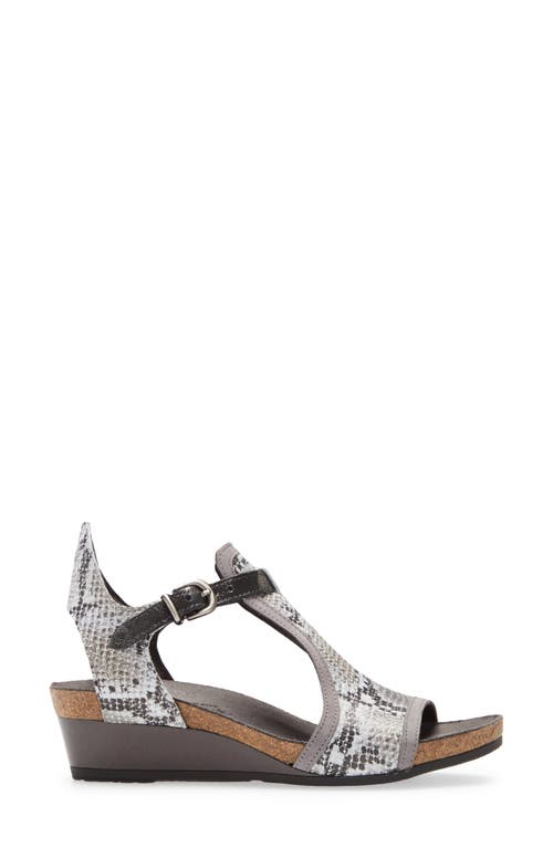 Naot Fiona Wedge Sandal In Grey Cobra Print Leather