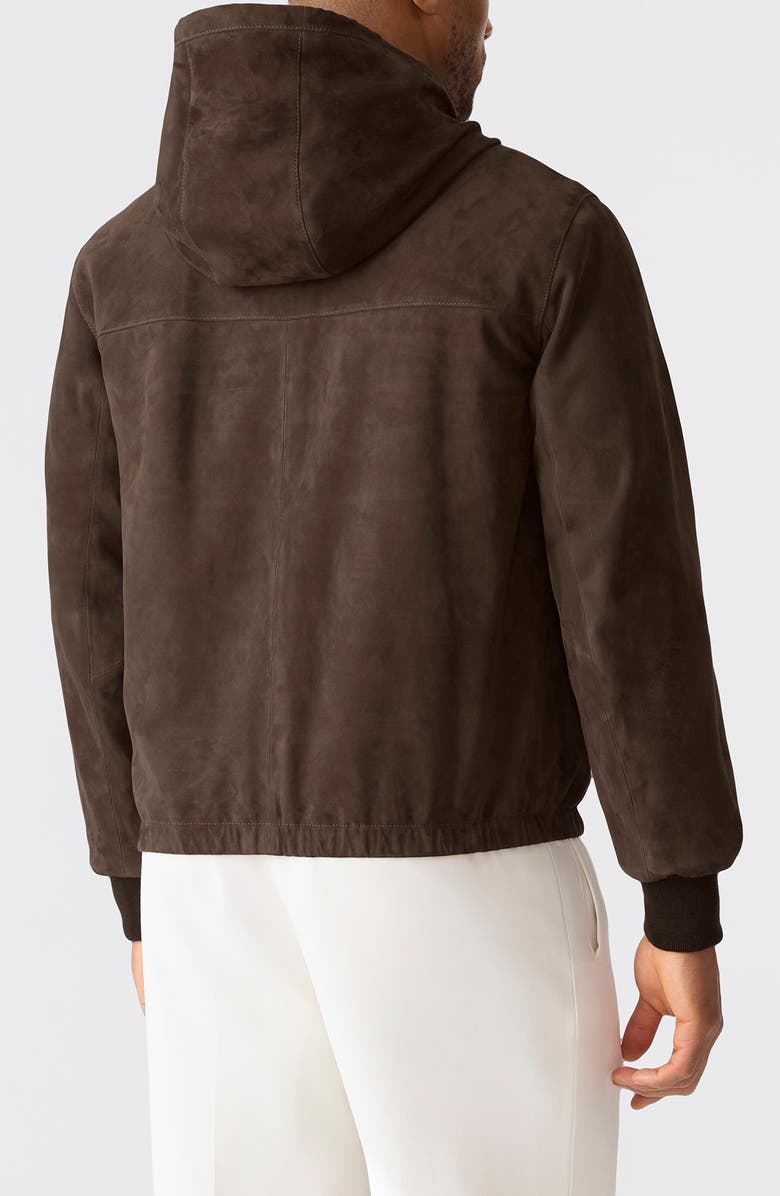Mackage Sylas Hooded Suede Jacket, Alternate, color, Umber