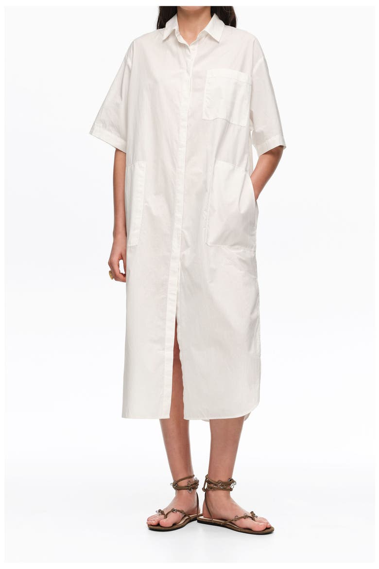 Cotton Embroidered Shirt Dress, Main, color, WHITE