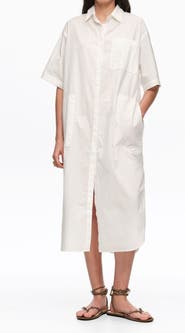 Bimba y Lola Cotton Embroidered Shirt Dress