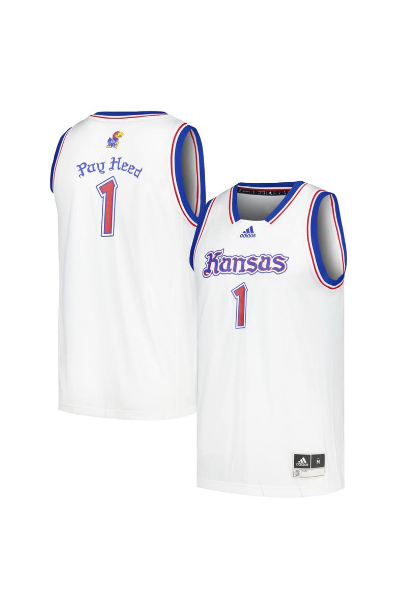 adidas Men's adidas # Kansas Jayhawks Kansas Jayhawks Swingman Basketball Jersey, Alternate, color, White