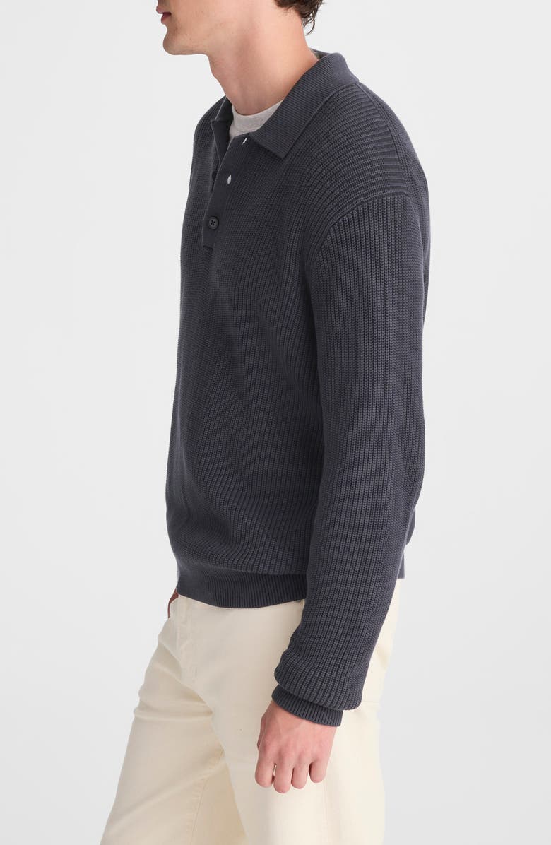 Madewell Shaker Stitch Cotton Polo Sweater, Alternate, color, Obsidian Blue