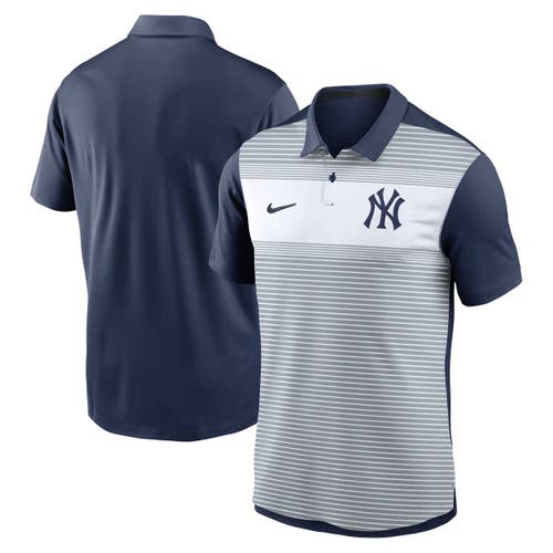 Nike Men's White/navy New York Yankees Vapor Striped Performance Polo Shirt